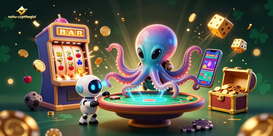 Engage in the thrilling action of nohu-cupthegioi as an alien octopus operates a holographic poker table.