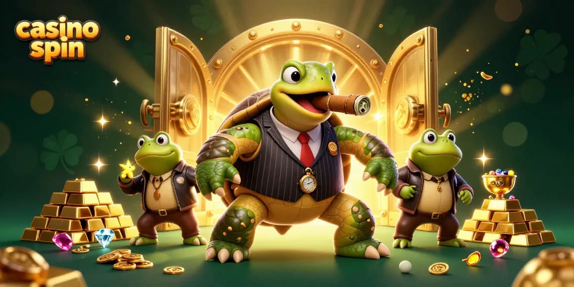Join the excitement of casino spin with our vibrant casino-themed illustration of a snapping turtle mobster.