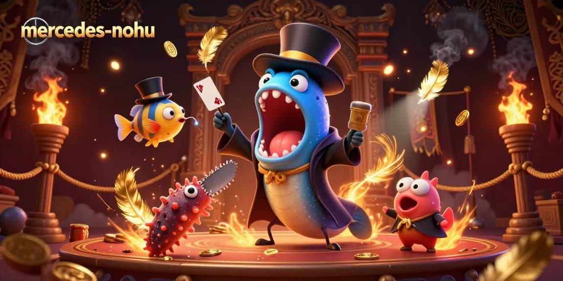 Experience stunning card tricks with the mercedes-nohu characters in this vibrant casino-themed illustration.