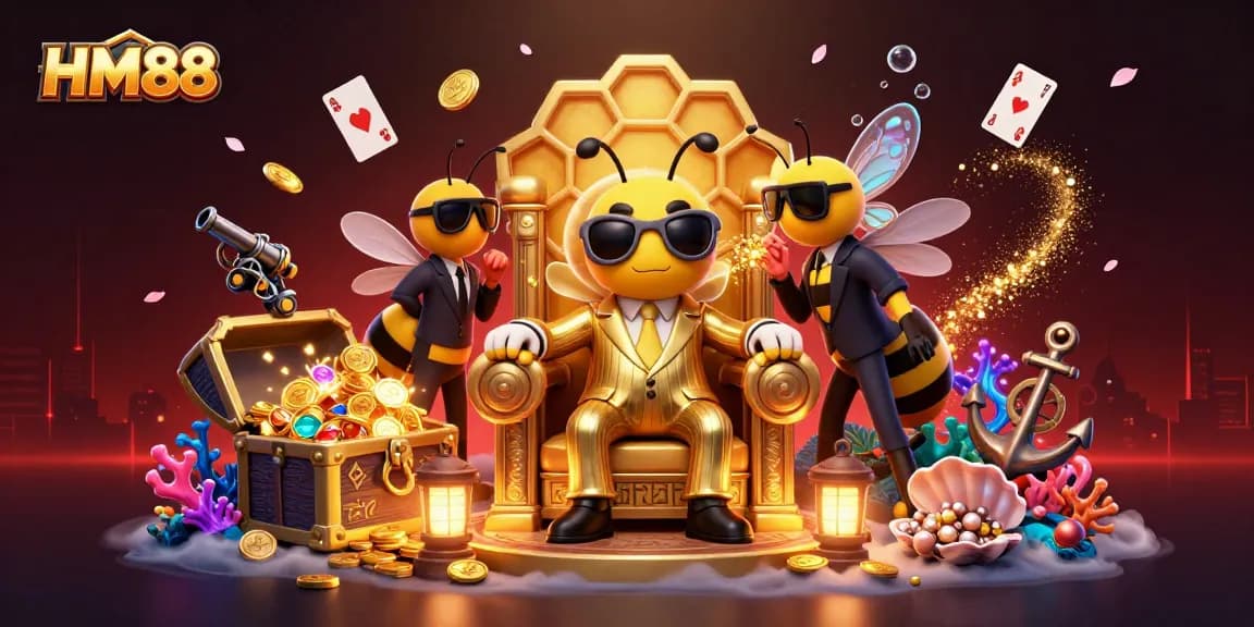 Experience the excitement of HM88 with dynamic gambling elements and vibrant characters in an immersive casino scene.