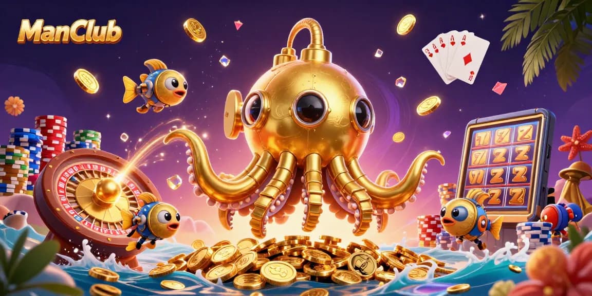 Experience thrilling gameplay at ManClub with vibrant casino elements and a magical undersea adventure.