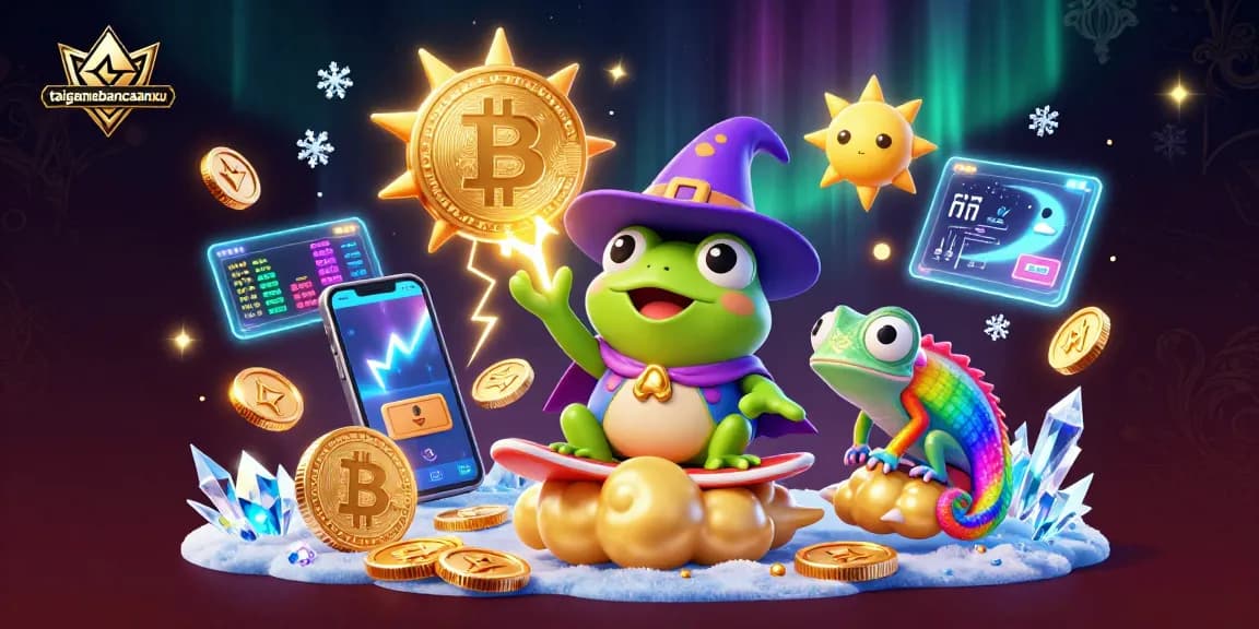 Experience taigamebancaanxu as the weather wizard frog conjures golden coins in an animated casino scene.