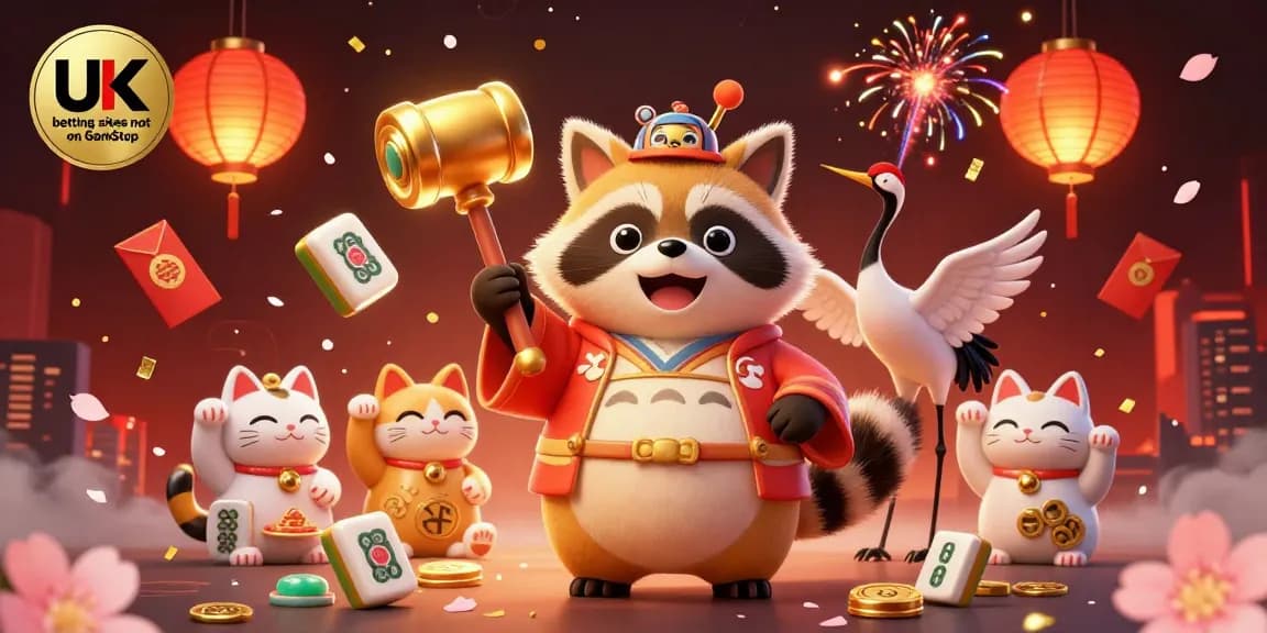 Engage with top UK betting sites not on GamStop featuring festive tanuki and lucky symbols.