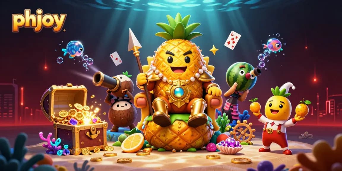 Experience thrilling gaming with PHJOY's vibrant casino scene featuring rich 3D illustrations.