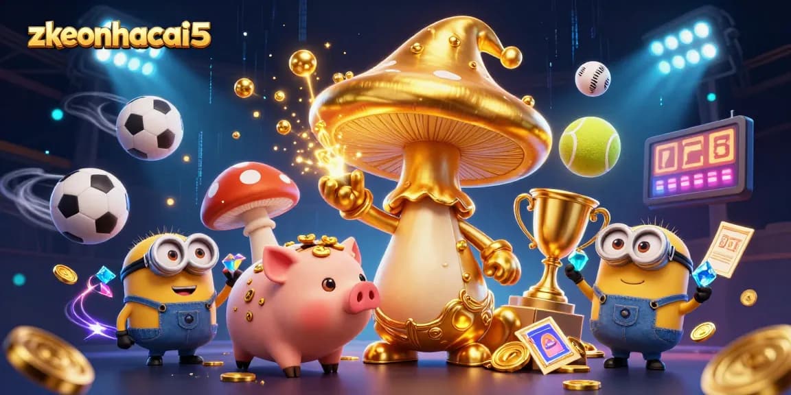 Transform your gaming experience with zkeonhacai5's magical scene of winning sports and treasure.