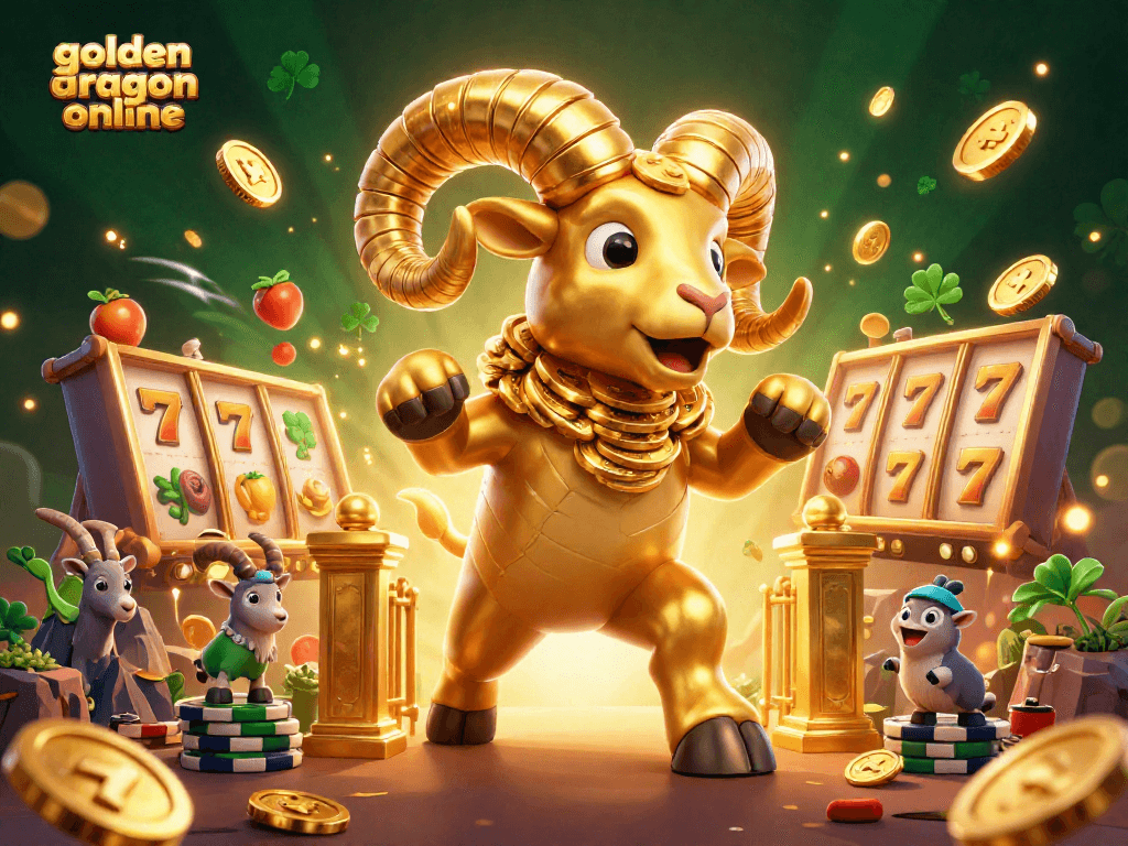Experience the excitement of golden dragon online with this dynamic casino slot illustration showcasing vibrant actions and colors.
