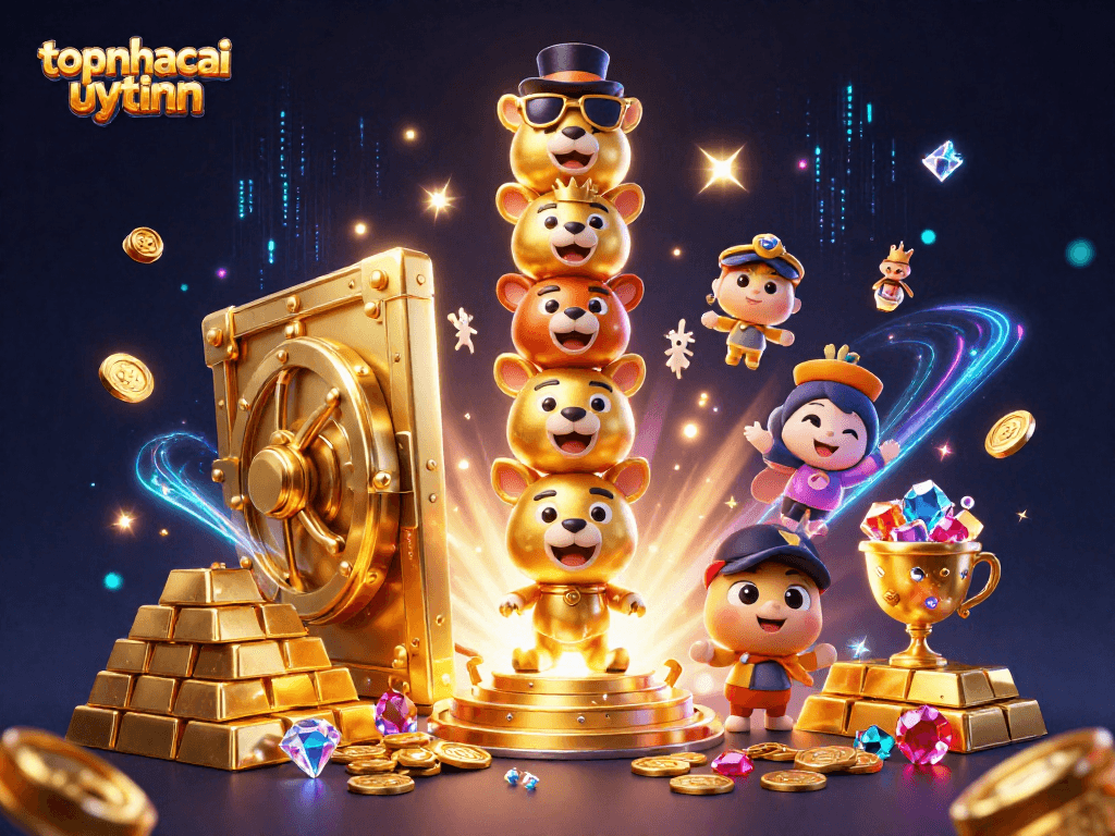 topnhacaiuytinn showcases an exciting dynamic scene with a golden totem pole and casino elements.