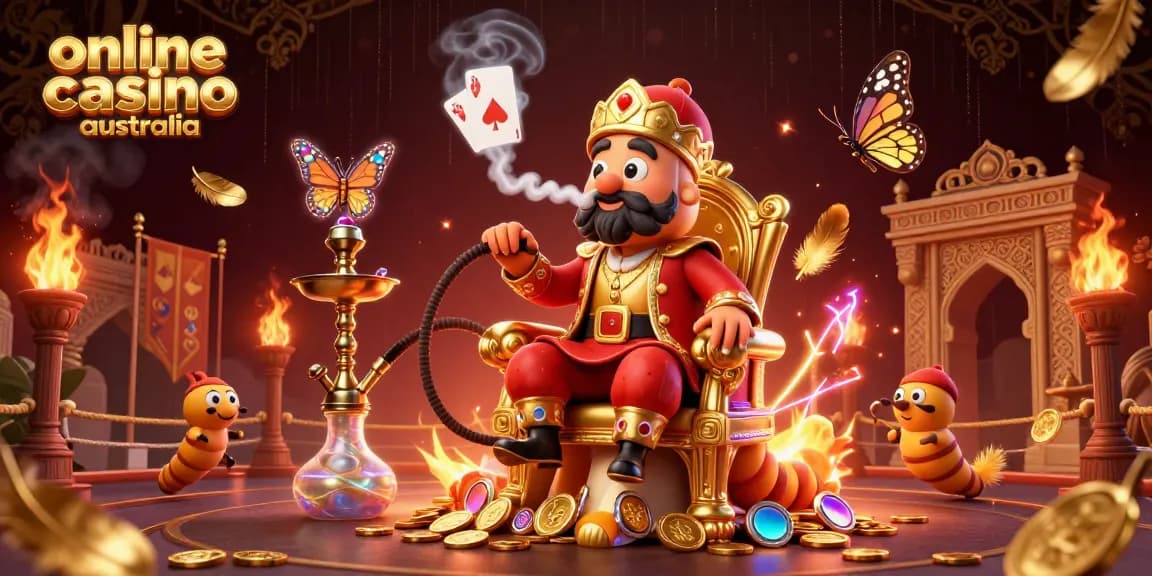 Engage in immersive gameplay at online casino Australia with vibrant 3D illustration of a Turkish hookah-master.