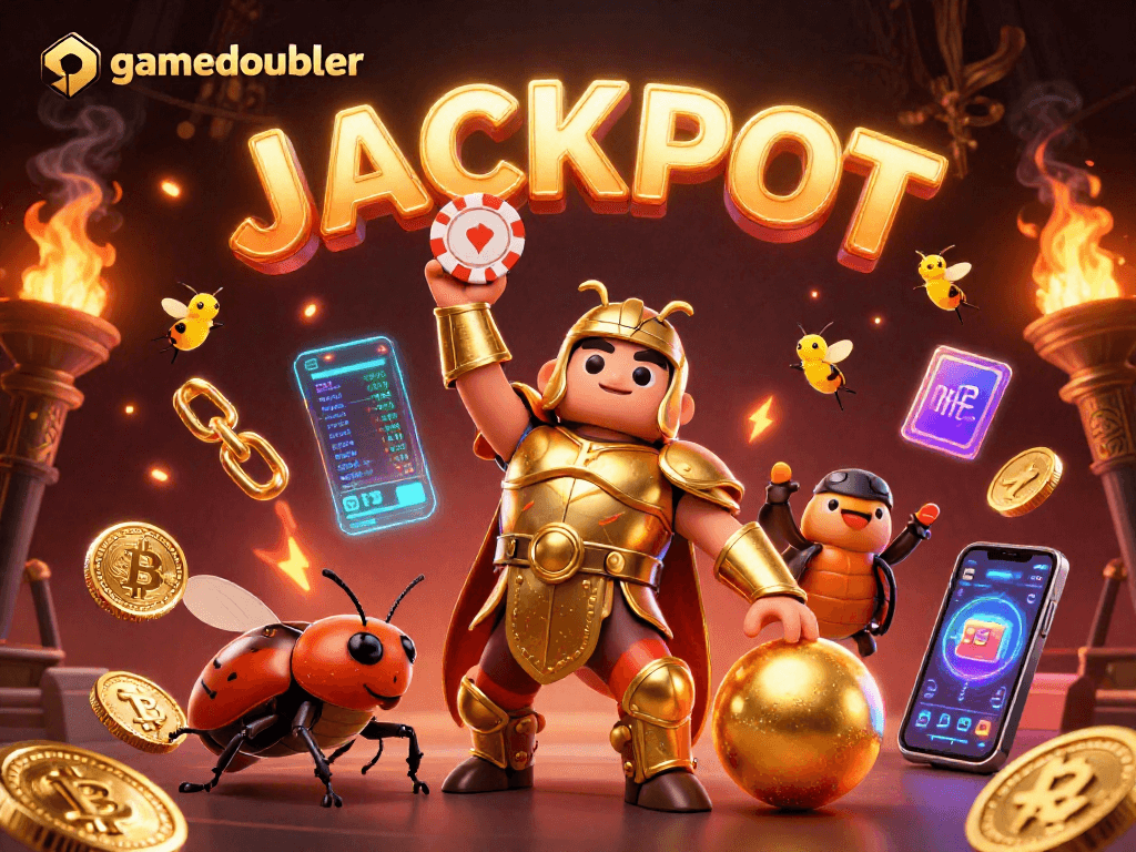 Engage in thrilling gameplay at gamedoubler with glimmering crypto elements and jackpot victory!