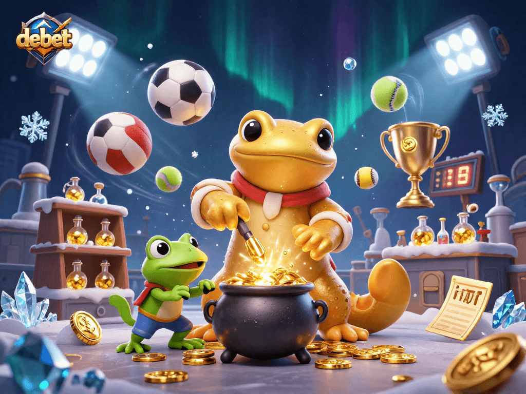 Experience the thrill of debet as a golden salamander alchemist transforms metals into gold, surrounded by sports excitement.
