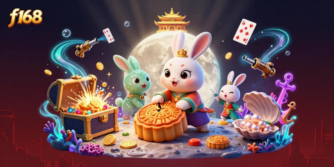 Experience thrilling gameplay at f168 with vibrant characters and dynamic elements amidst a magical moonlit casino.