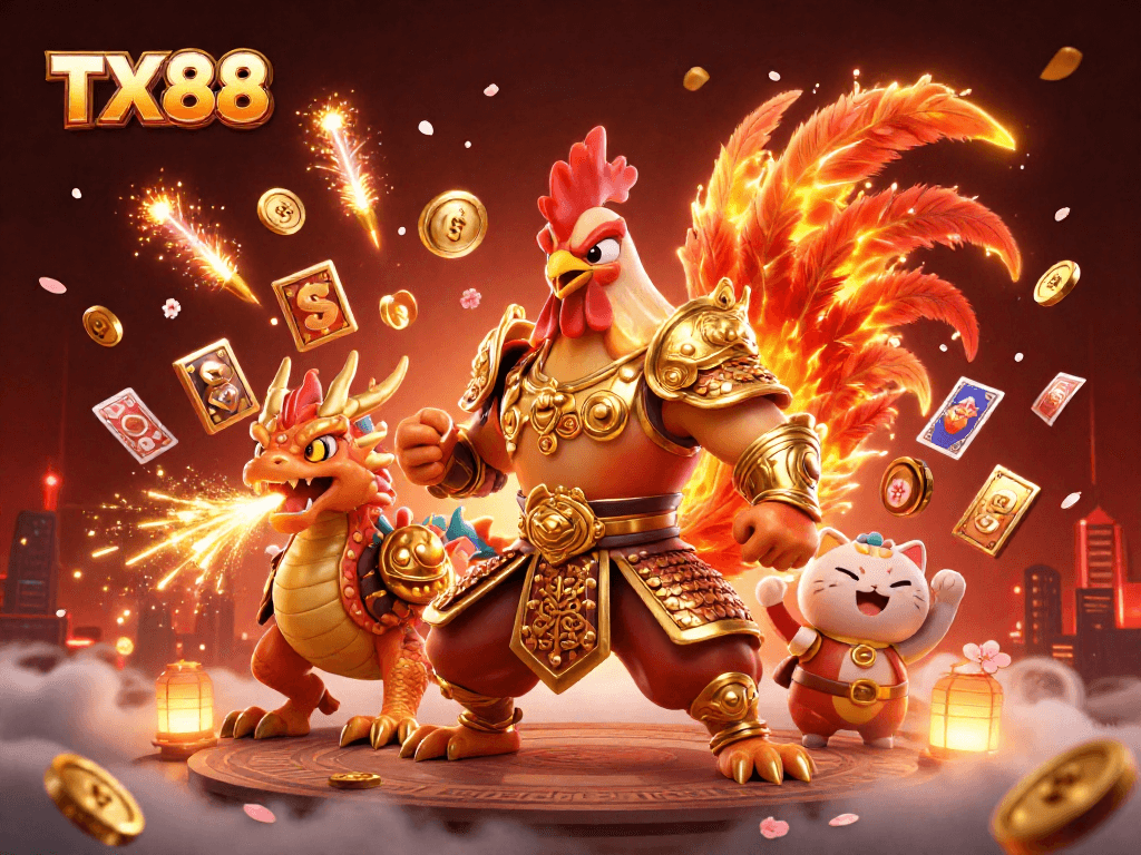 Experience the thrilling world of TX88 casino with vibrant characters and exciting gaming elements.