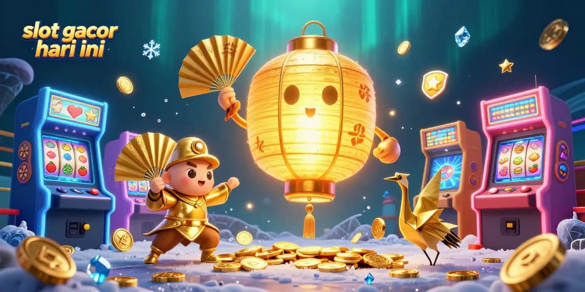 Menangkan slot gacor hari ini dengan ilustrasi 3D kasino malam yang megah dan penuh warna.