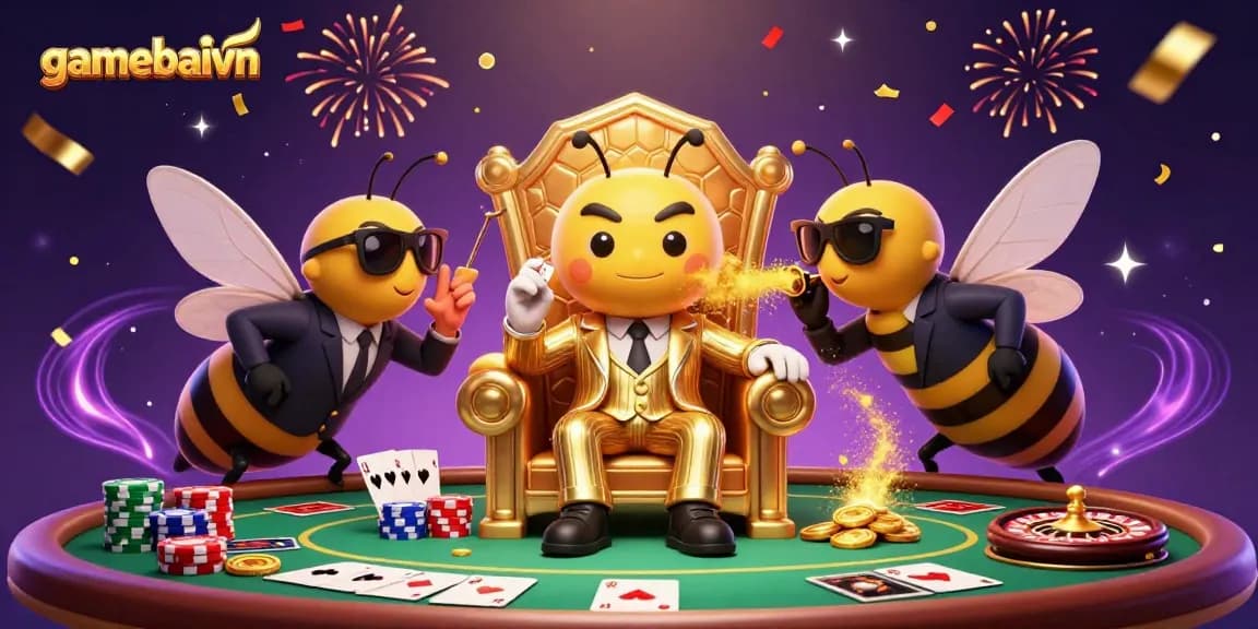 Experience poker mastery with gamebaivn's vibrant 3D casino illustration showcasing skillful gameplay.