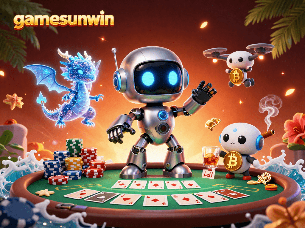 Experience thrilling gameplay at gamesunwin with a vibrant 3D digital casino scene.