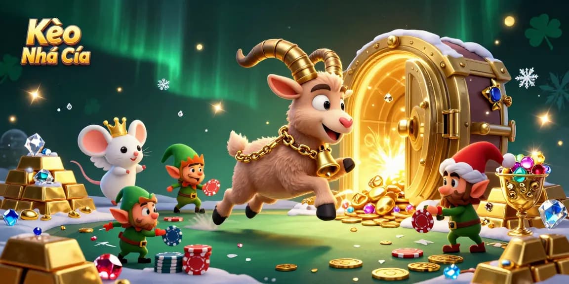 Engaging Kèo Nhà Cái casino scene with Krampus and festive characters stealing poker chips.