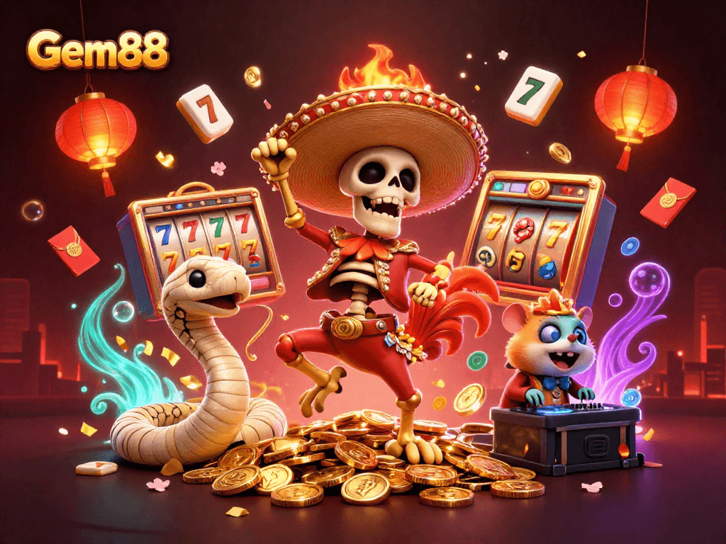Experience Gem88 with slots, glorious winnings, and a vibrant 3D casino celebration.