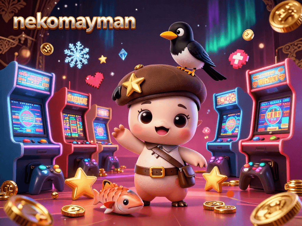 Experience the vibrant casino world with nekomayman featuring cartoon characters engaging in thrilling gaming action.
