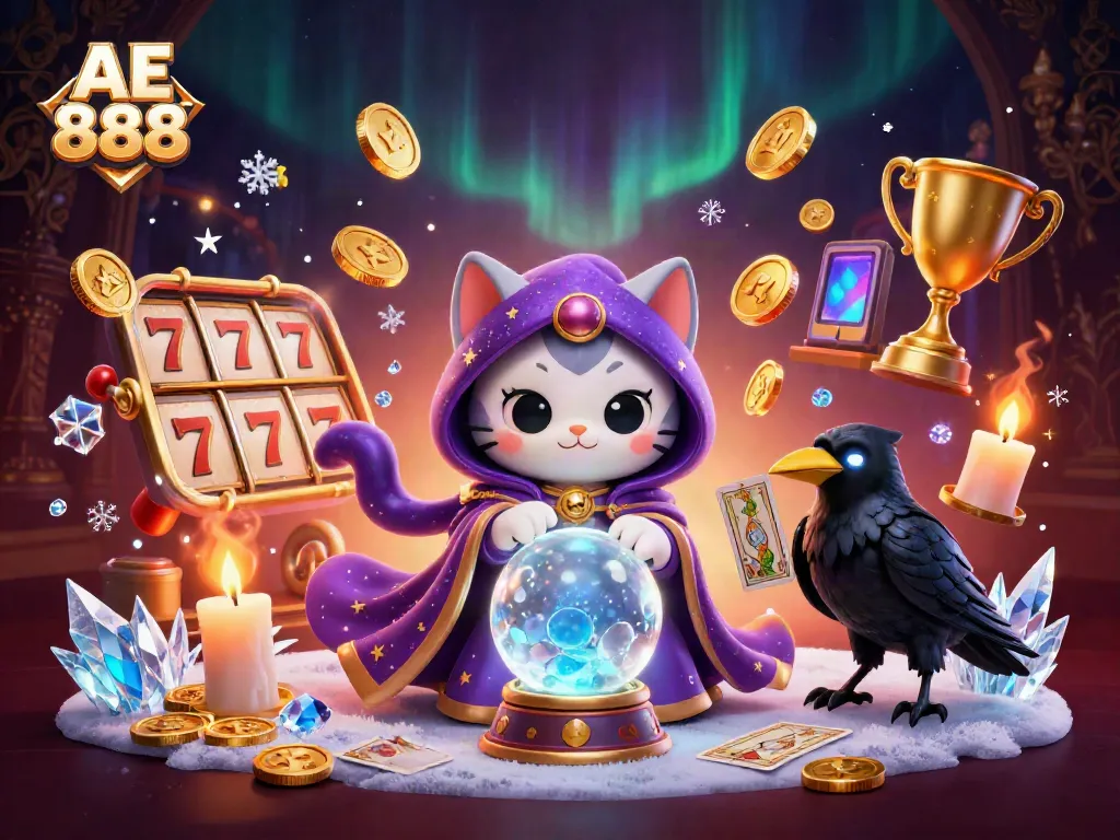 Experience thrilling AE 888 slots and casino elements in a vibrant illustration.
