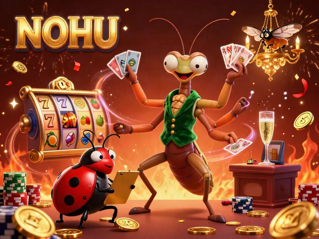 Experience the thrill of winning at NOHU with a vibrant casino scene featuring dynamic game elements.