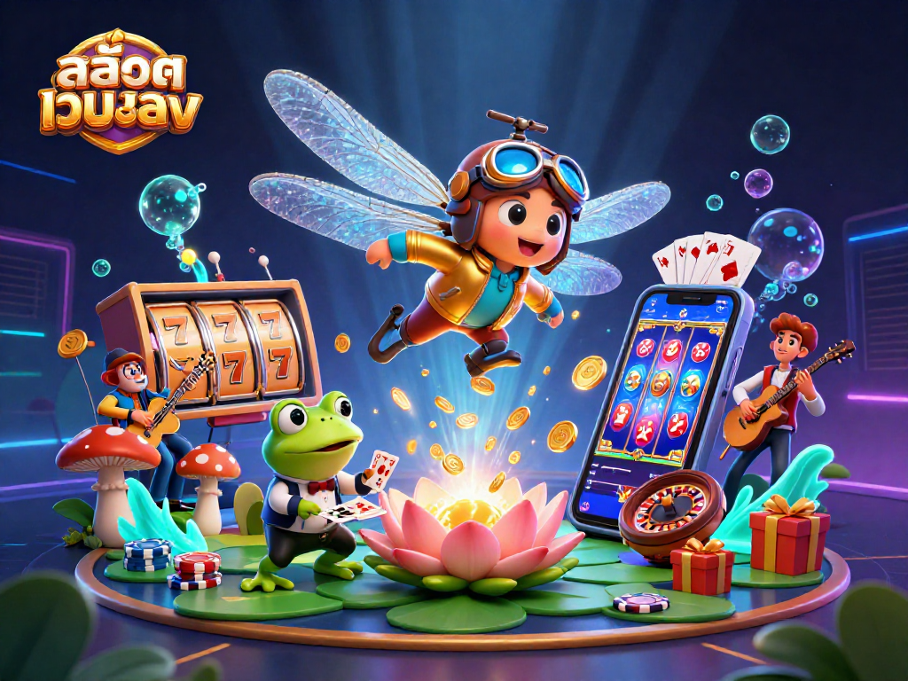 Engage with สล็อตเว็บตรง while enjoying vibrant casino action with 3D dragonflies and immersive gaming elements.