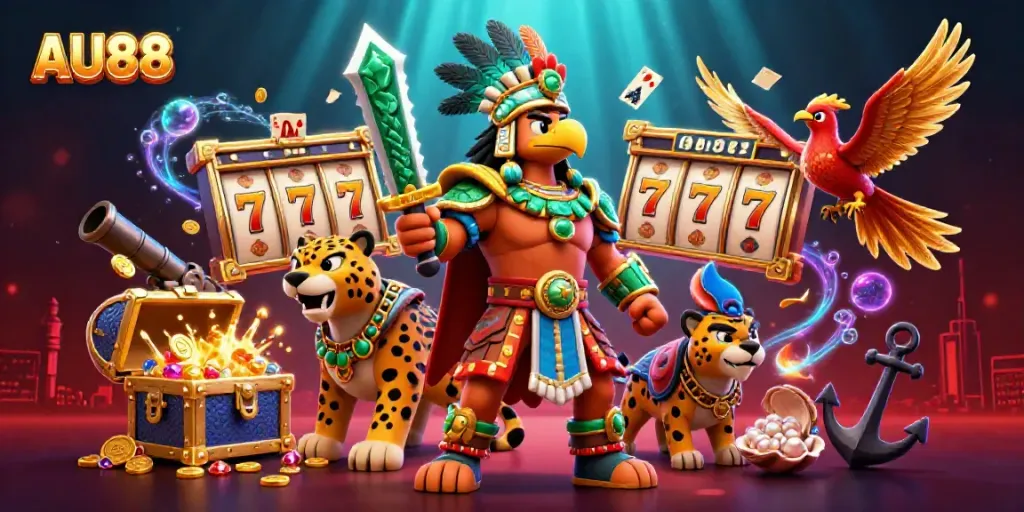 Engage in winning adventures at AU88 with vibrant 3D casino warriors and treasures.