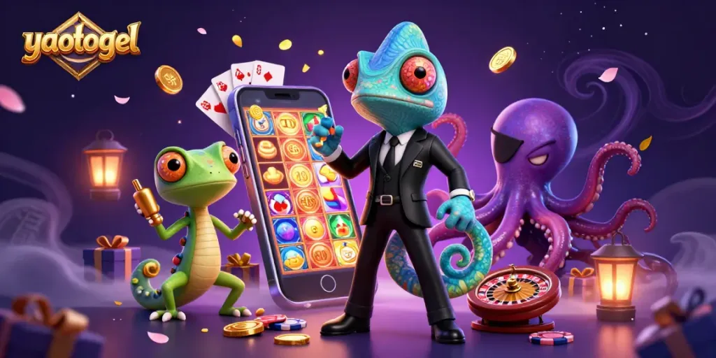Experience exciting gameplay with yaotogel in this vibrant 3D illustration showcasing an engaging casino scene.