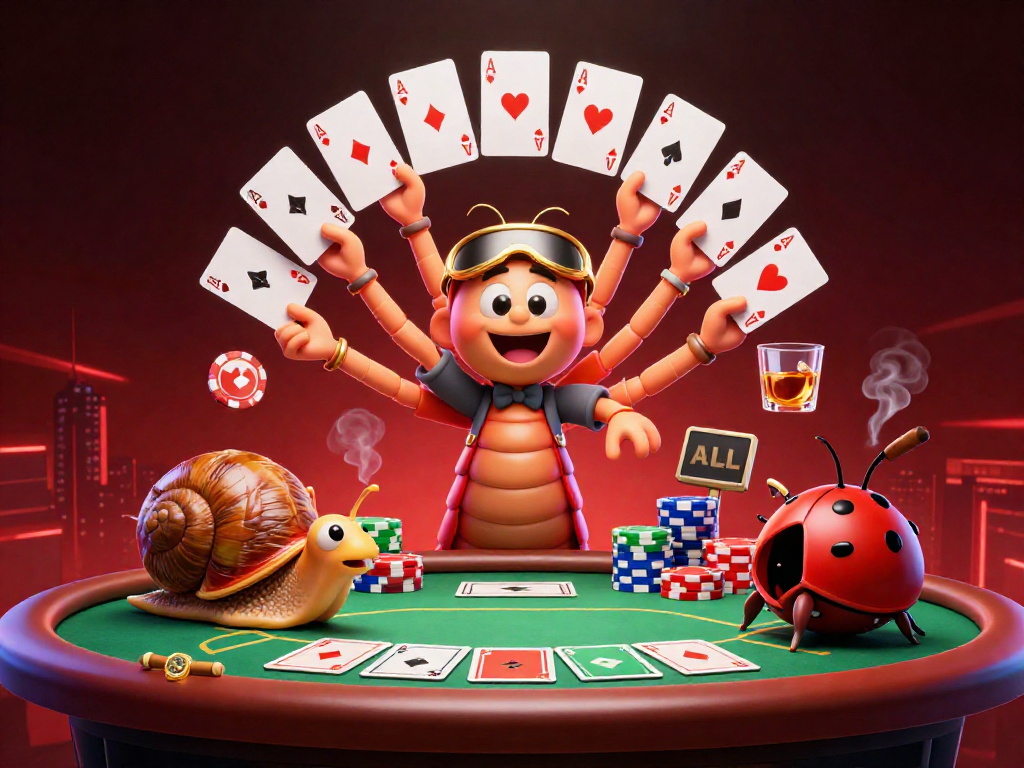 Experience thrilling poker action with the 789k dealer and high roller in this vibrant 3D scene.