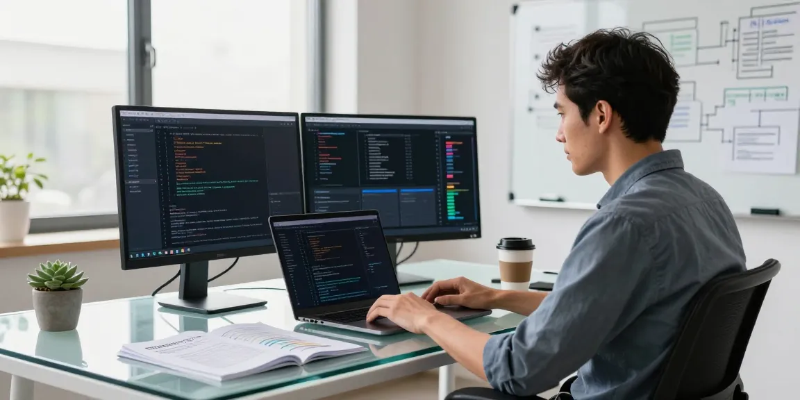 Developer implementing instant indexing in a modern workspace.