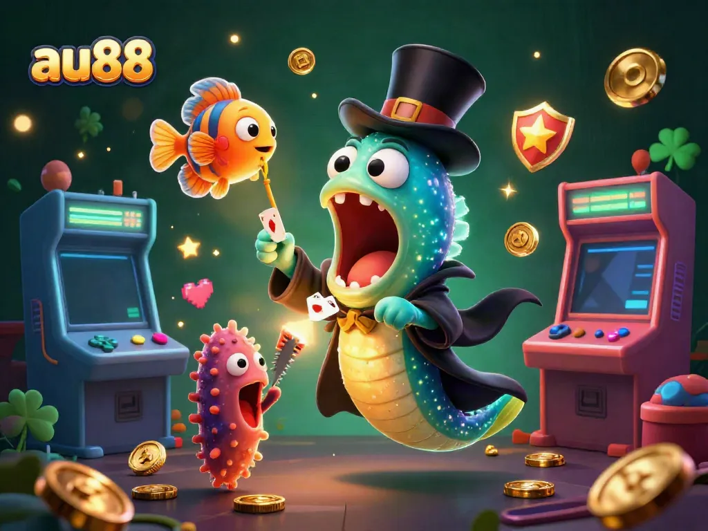 Experience the thrill of gambling at au88 with a vibrant underwater magic scene featuring unique characters.