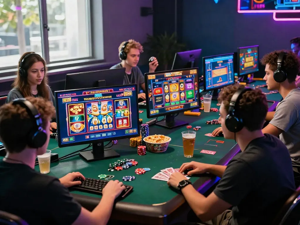 Engaged players enjoying an immersive tx88 online gaming experience with vibrant casino elements.
