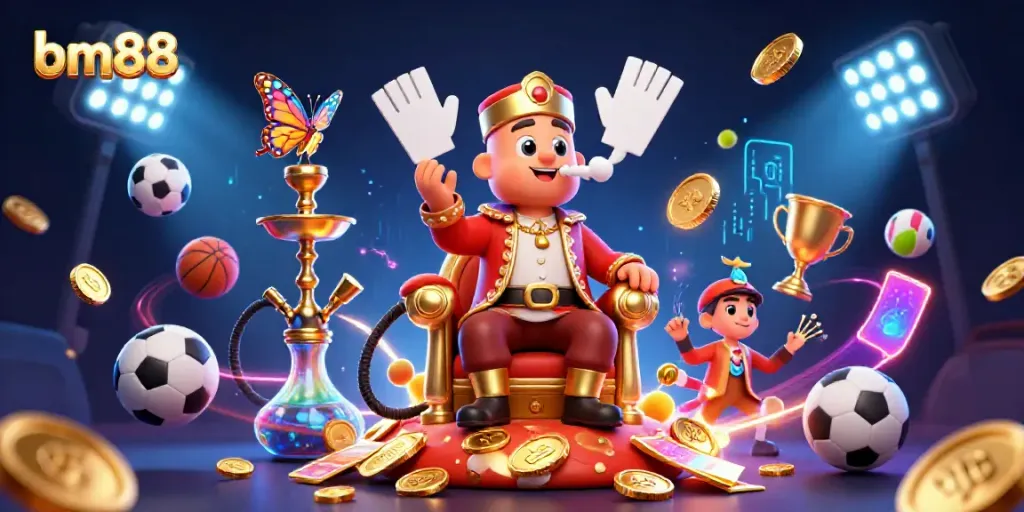 Experience the excitement of bm88 with a vibrant 3D illustration of a unique gaming scene featuring dynamic sports betting elements.