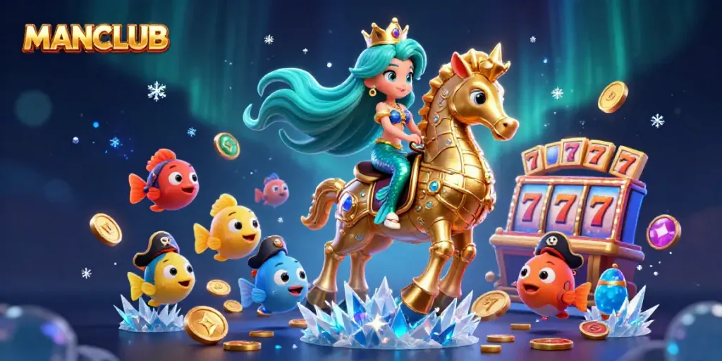 Engage in winning strategies with MANCLUB's captivating casino adventure full of vibrant slots and colorful characters.