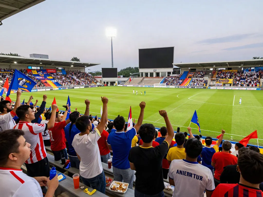 Excited fans at a football match celebrating with excitement, showcasing the vibrant atmosphere of xoilactv.