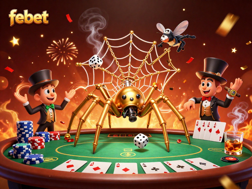 Experience exhilarating play at febet with a spectacular casino-themed illustration showcasing vibrant games and excitement.
