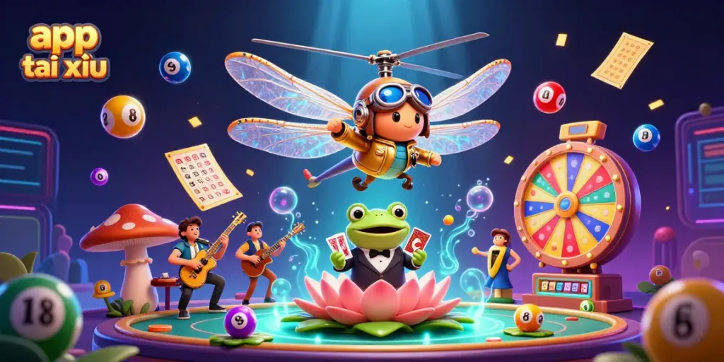 Engage in the vibrant world of app tài xỉu with lively characters and dynamic gaming elements.