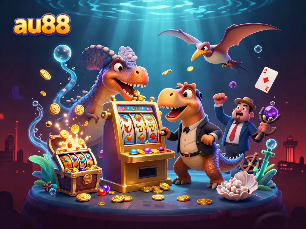 au88 slot machine jackpot scene with colorful animations and vibrant characters.