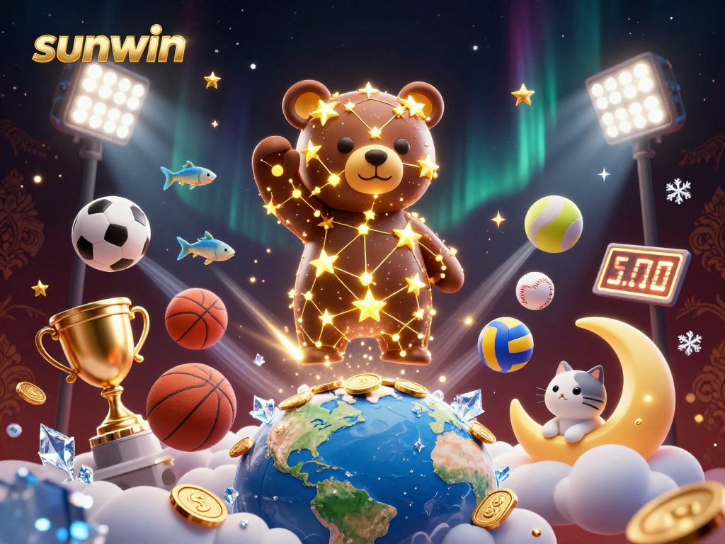 Engage with the sunwin universe where golden stars and sports elements converge in a vibrant online casino experience.