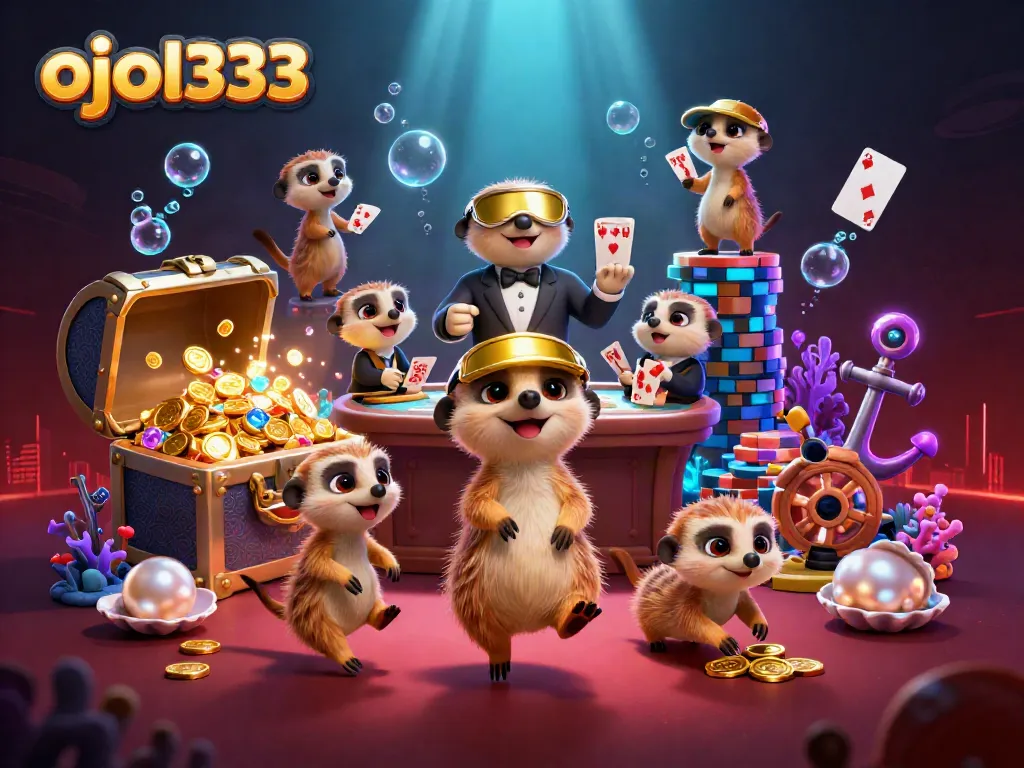 Watch the dynamic meerkats in ojol333 controlling the casino with floating cards and glowing gems.