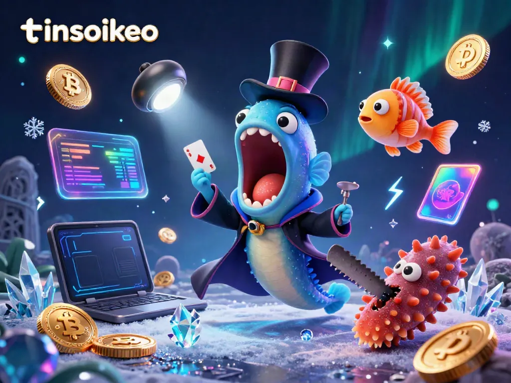 Experience thrilling gambling excitement with tinsoikeo showcasing vibrant sea creatures in a magical card trick.