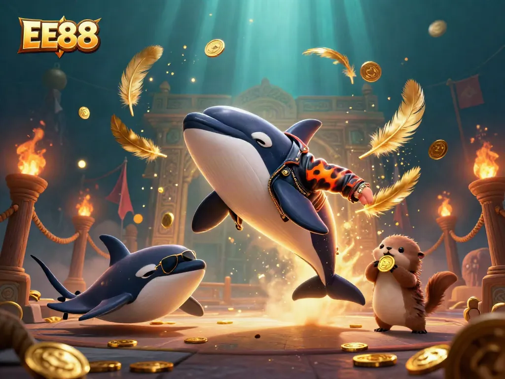 Experience thrilling gaming adventures with EE88 featuring vibrant characters and casino elements in a dynamic scene.