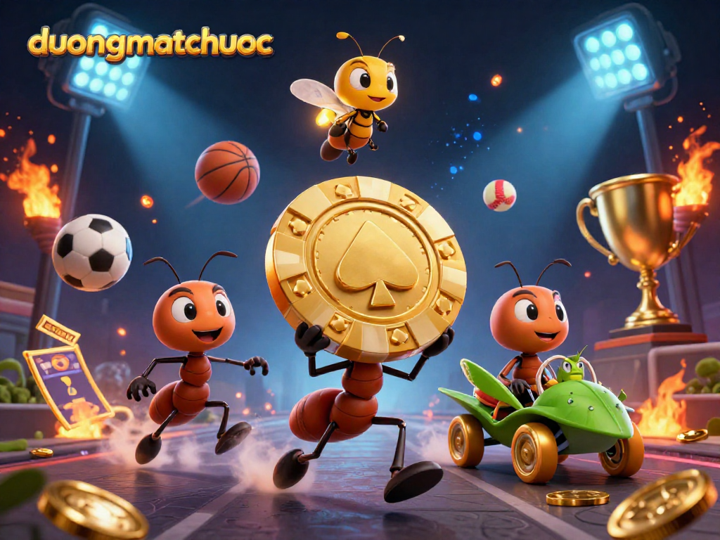 Experience thrilling heists in duongmatchuoc with animated ants carrying a golden poker chip through a dynamic tunnel.
