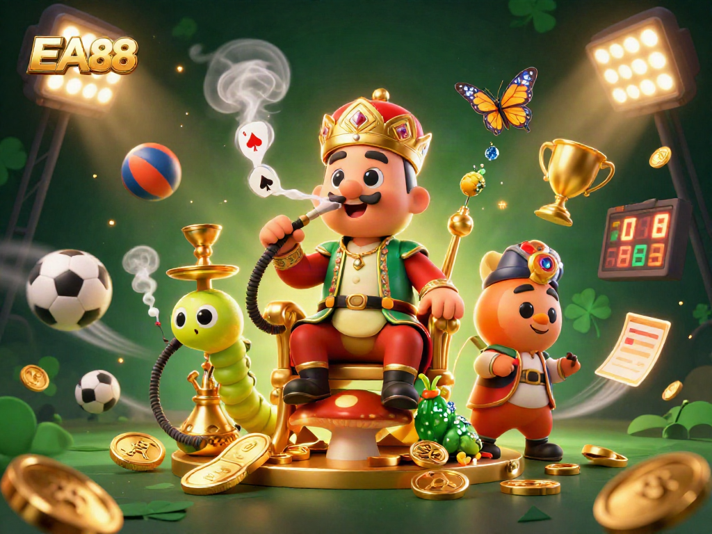Experience thrilling EA88 online gaming with a vibrant scene featuring dynamic sports elements and rich casino aesthetics.