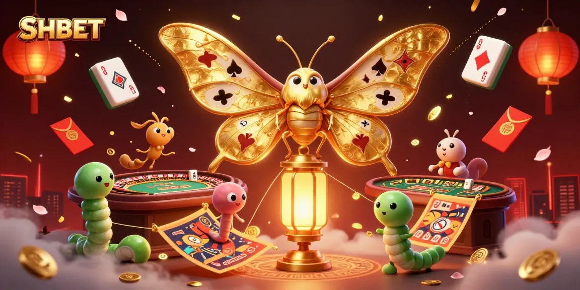 Experience thrilling live casino action with SHBET, featuring stunning golden-winged moths and dynamic gaming elements.