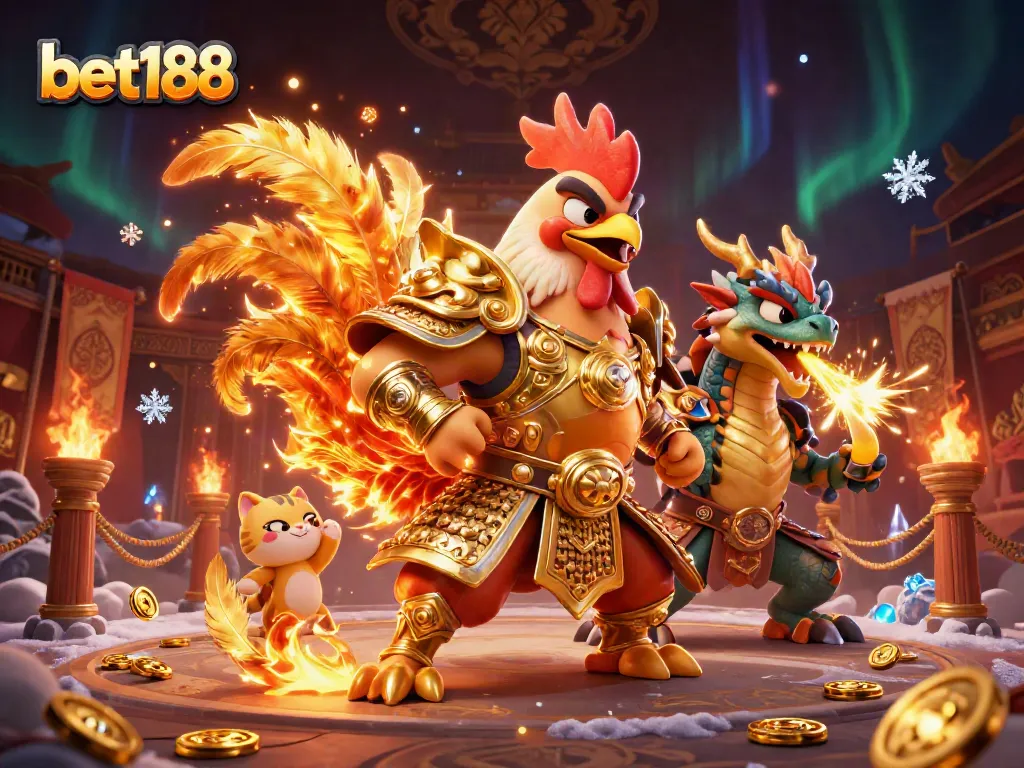 Engage with gaming adventures at bet188 featuring epic characters in a 3D casino scene.