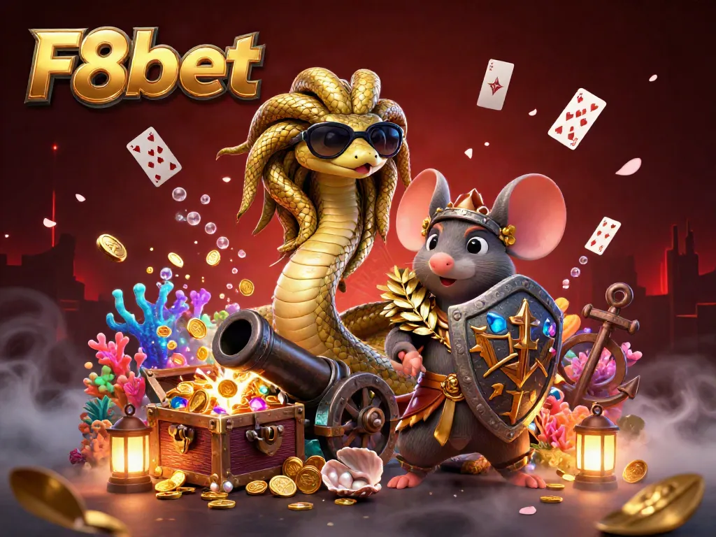 Engage with F8bet's exciting atmosphere filled with treasure chests, friendly characters, and dynamic gaming elements.