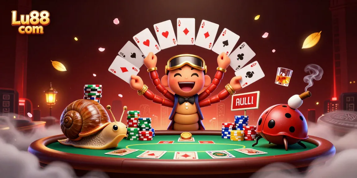Experience thrilling gameplay at Lu88 com with a lively 3D casino scene featuring unique characters and vibrant gaming elements.
