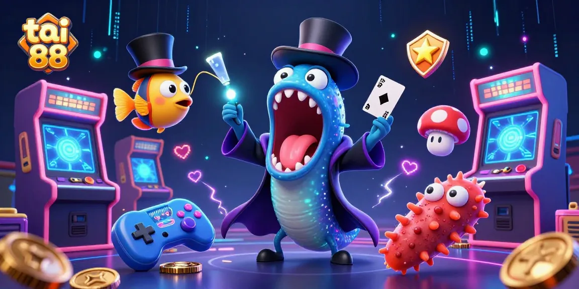 Experience exciting gameplay with tai go 88 as an animated gulper eel performs magic tricks surrounded by colorful casino elements.