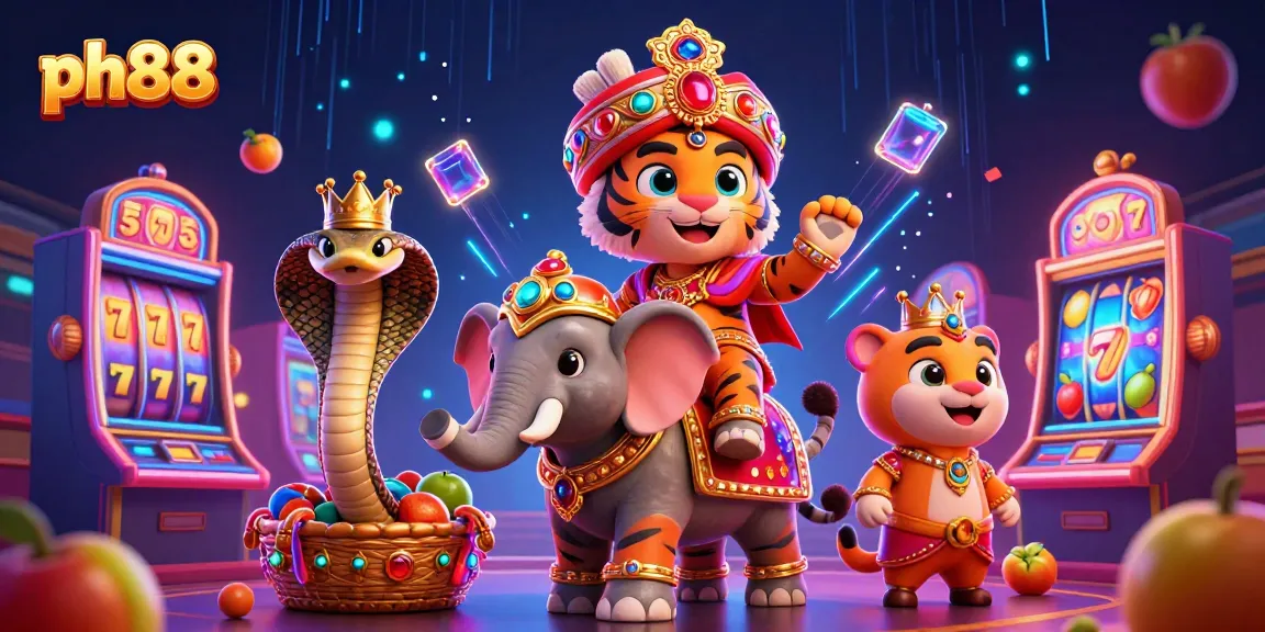 Engage with ph88's vibrant slots and gaming action featuring a majestic tiger and elephant.