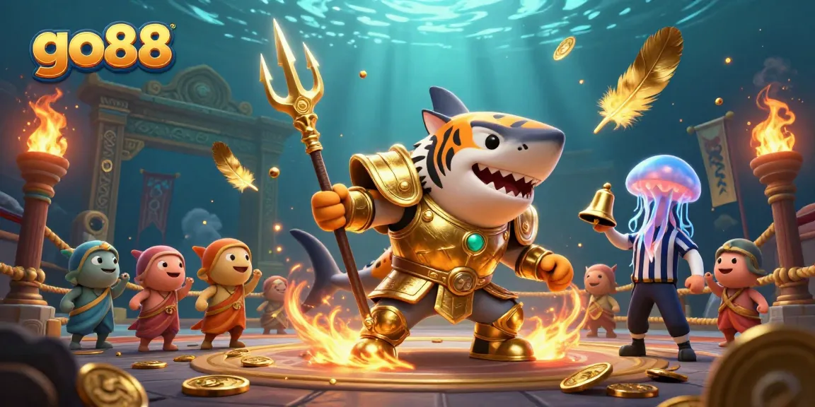 Join the excitement at go88 with a thrilling underwater casino showdown featuring golden gladiator themes.